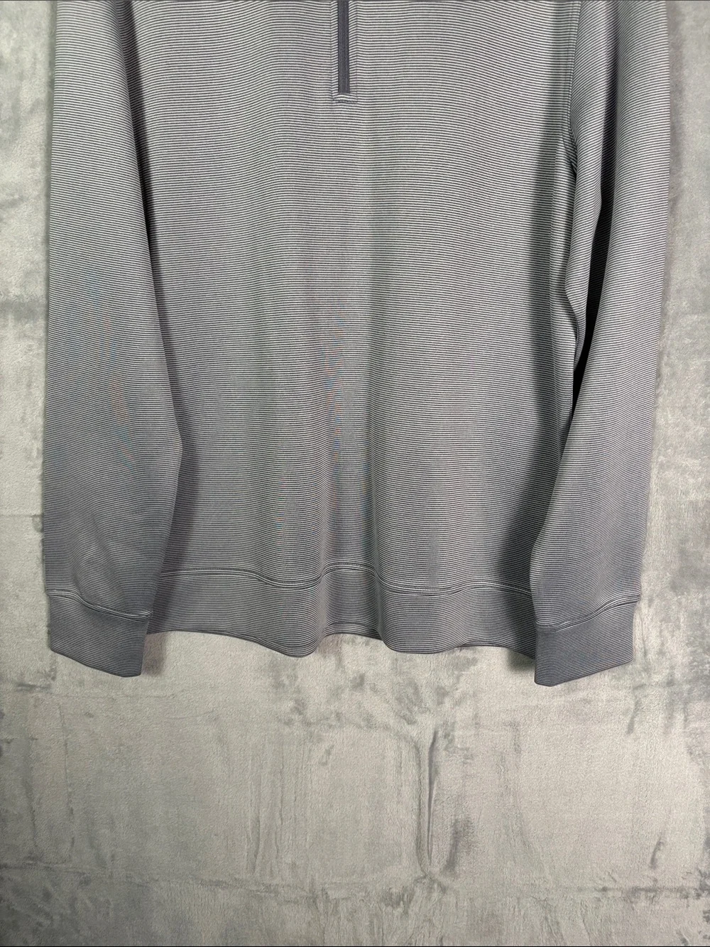 Hickey Freeman Blue White Striped 1/4 Zip Pullover Size Medium